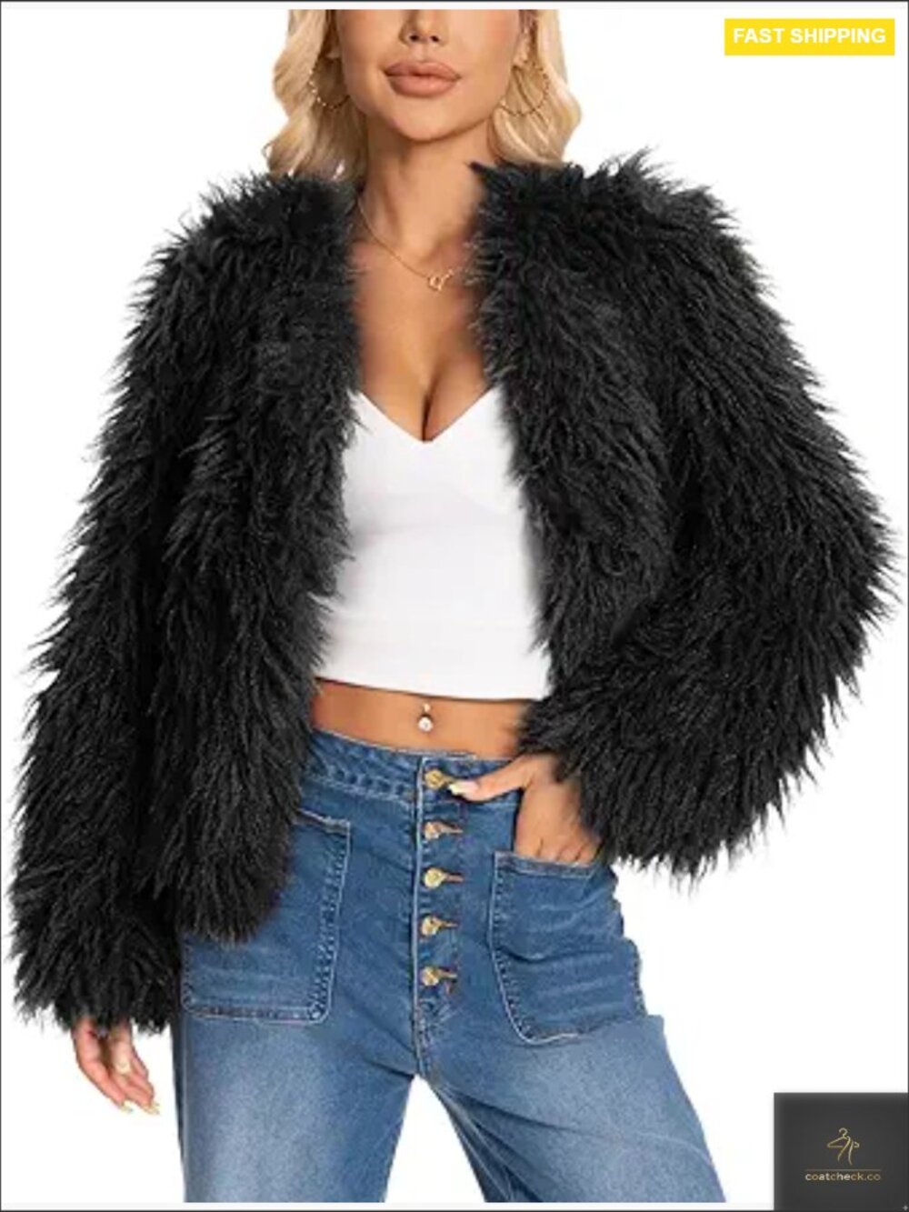 Women's Faux Fur Coat Fluffy Open Front Jacket Dressy Casual Outerwear Trendy